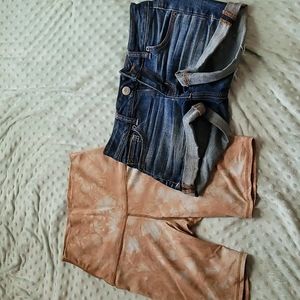 Purusha People Bike Shorts (Small) & Size 0 AE Low Rise Denim Shorts